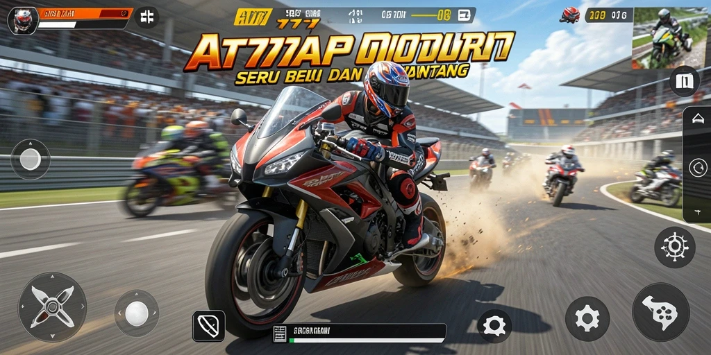 Gameplay seru AT777 dengan balapan motor yang menegangkan.