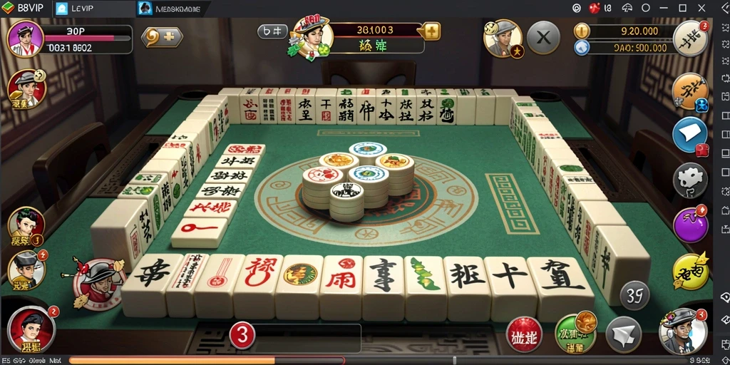 Screenshot B8VIP menampilkan aksi permainan Mahjong yang dinamis dan seru.