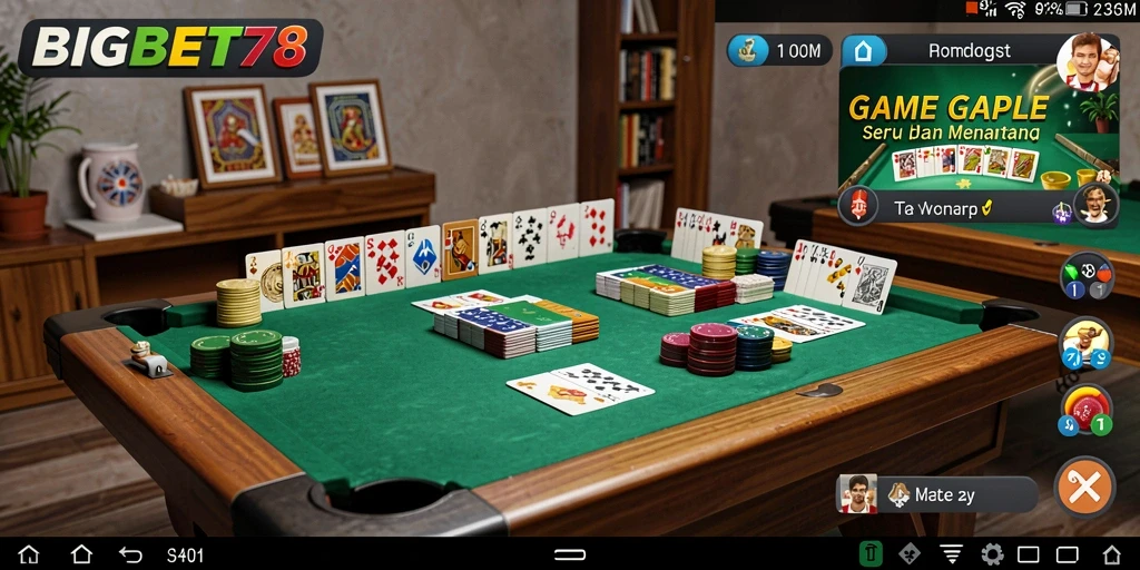 Tampilan screenshot gameplay Gaple di BIGBET78 yang seru dan menarik.
