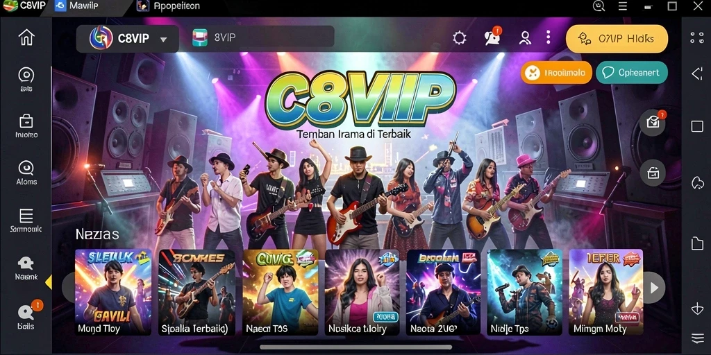 Screenshot gameplay C8VIP menunjukkan interaksi yang seru dengan musik.