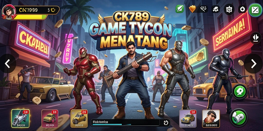 Screenshot CK789 menunjukkan gameplay dinamis dalam membangun bisnis Tycoon.