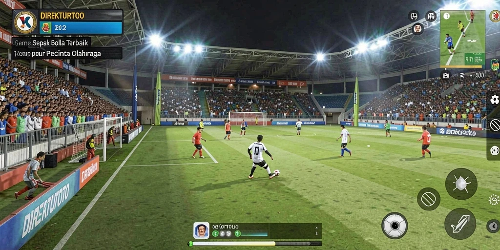 Tampilan gameplay mendebarkan di DIREKTURTOTO dengan aksi sepak bola yang realistis.