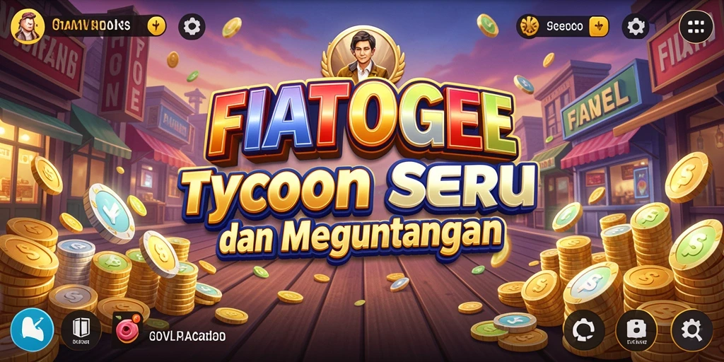 Screenshot gameplay FIATOGEL menampilkan aksi membangun bisnis Tycoon.