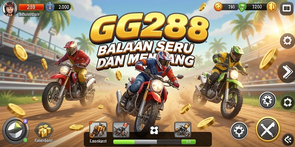 Screenshot menunjukkan akselerasi cepat dan aksi balapan GG288.
