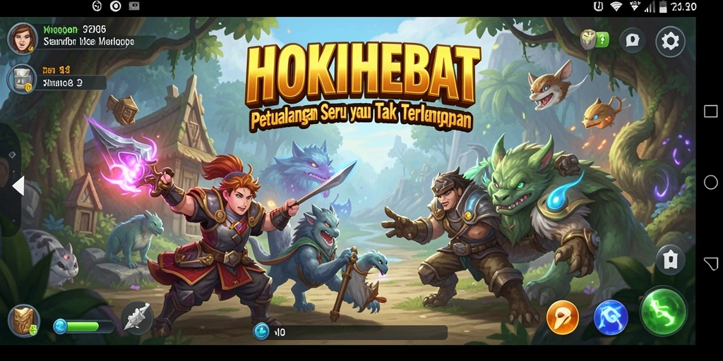 Screenshot HOKIHEBAT menampilkan aksi petualangan yang menegangkan.