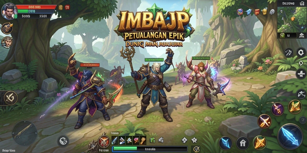 Tampilan gameplay IMBAJP yang epik dan mendebarkan.