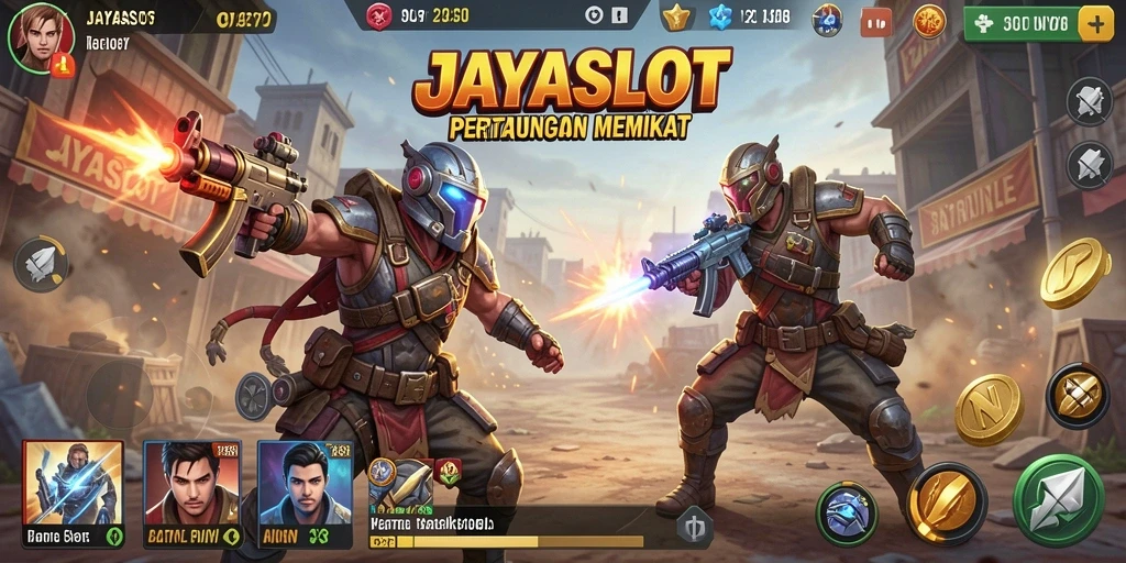 Tampilan aksi seru di gameplay JAYASLOT Battle Royale.