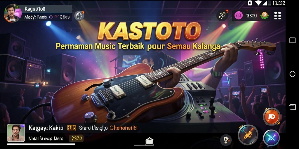 Tampilan gameplay KASTOTO dengan berbagai pilihan lagu menarik.