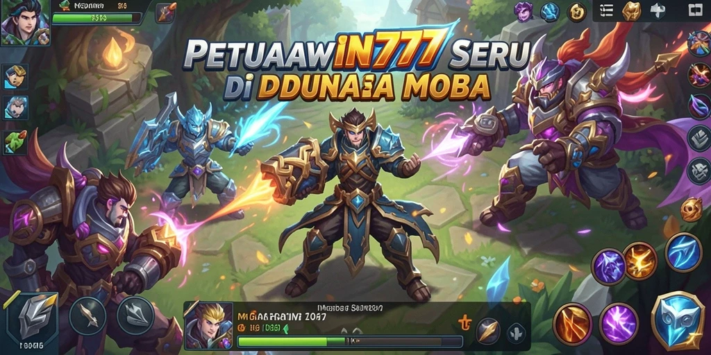 Tangkapan layar gameplay seru MEGAWIN777 di arena MOBA.