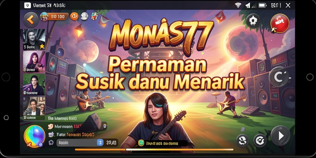 Tampilan utama MONAS77 dengan gameplay musik interaktif yang menarik.