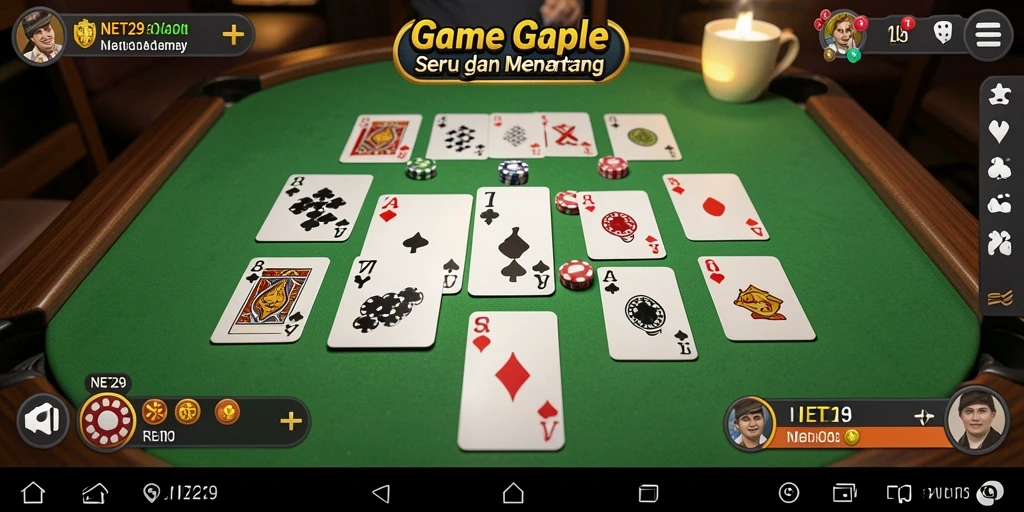 Tampilan gameplay NET29 yang menarik dan seru saat bermain Gaple.