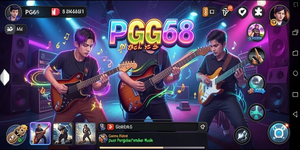 Screenshot gameplay PGG68 menunjukkan pemain berinteraksi dengan musik.