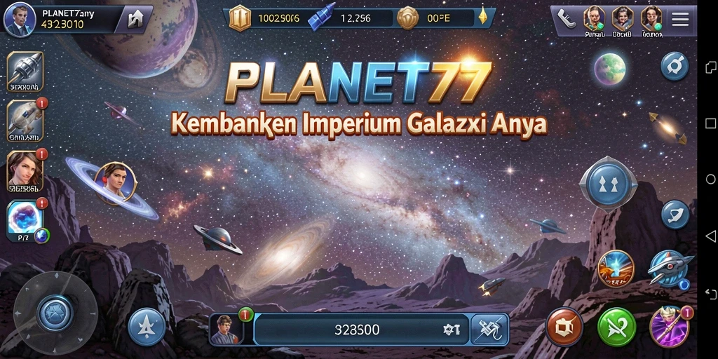 Screenshot PLANET77 menampilkan aksi pertempuran luar angkasa yang menarik.